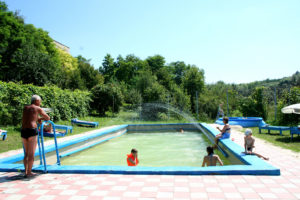 One of the outdoor pools